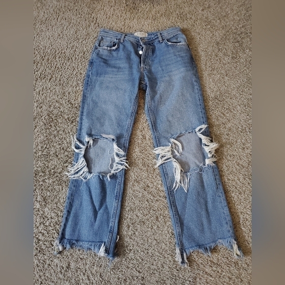 We the Free Distressed Relaxed Straight Leg Jeans - Picture 1 of 10